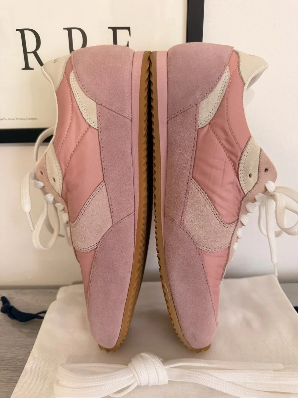 Moncler Authentic Pink Suede & Nylon low-top Retro Sneakers Size 8 (EU 38)